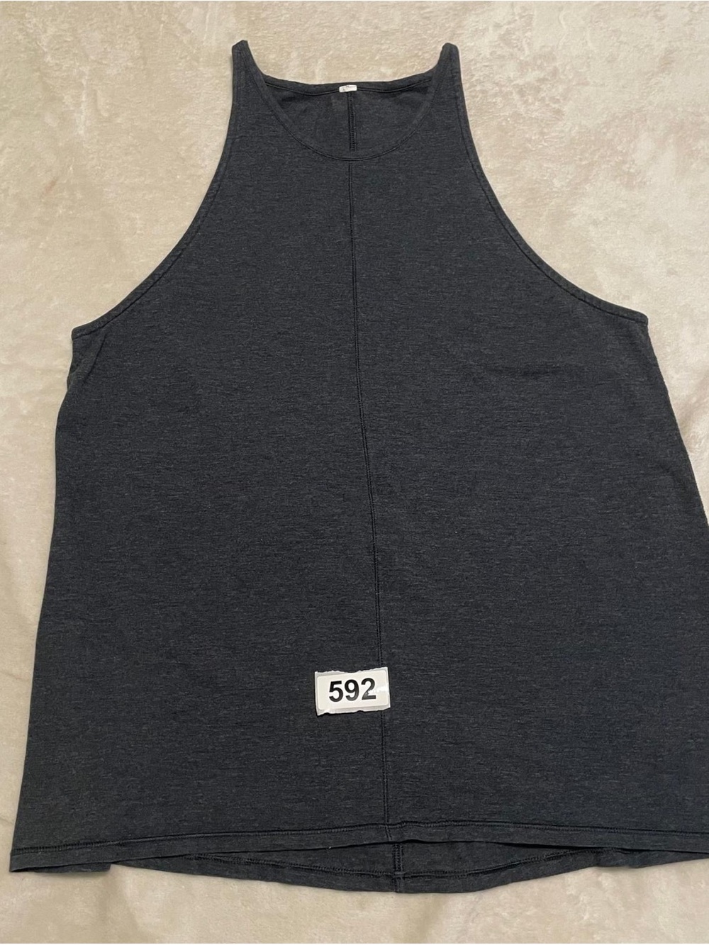 LULULEMON LUON LOGO SOFT STRETCHY GRAY FABRIC SIMPLE COMFY CROP MUSCLE TANK TOP
